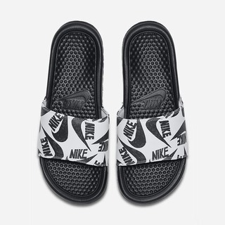 Papuci Nike Benassi JDI Floral Dama Negrii Albi Negrii | JMKP-68239